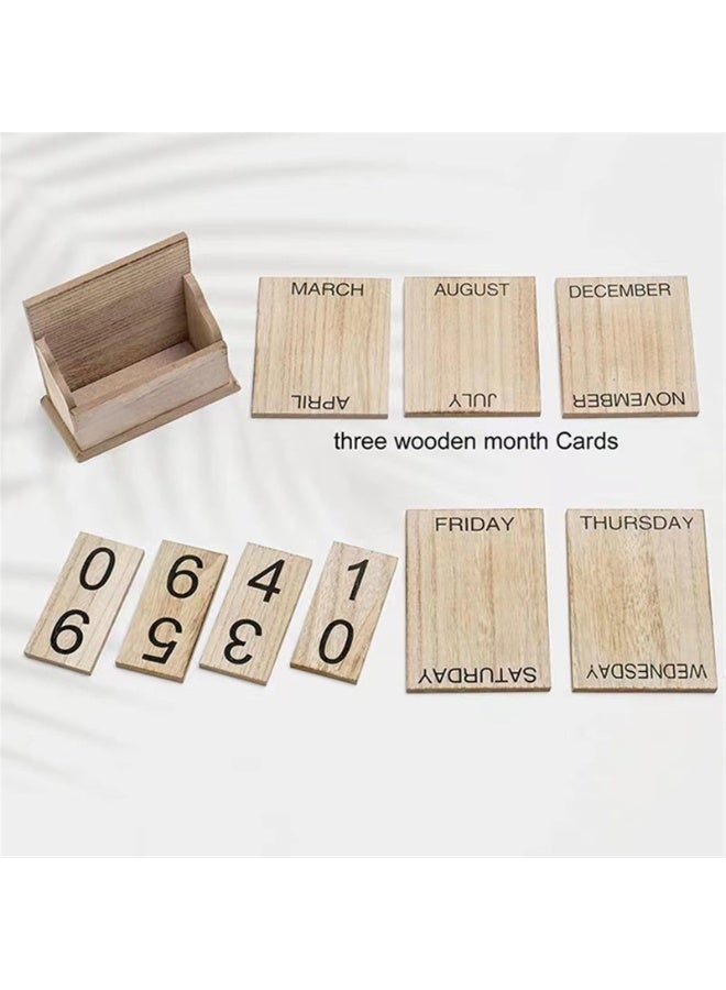Perpetual Calendar Wooden Blocks Calendar For Home Office Desk Date Week Month Accessories (Natural Wood Calendar) (Color : MU) - Image 2