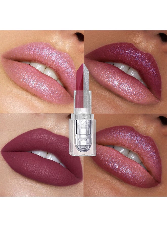 Choose Matte Velvet Lipstick,One Stroke Two-Tone, Durable waterproof and non stick cup，Cream Lightweight Texture #  Pink - Image 2