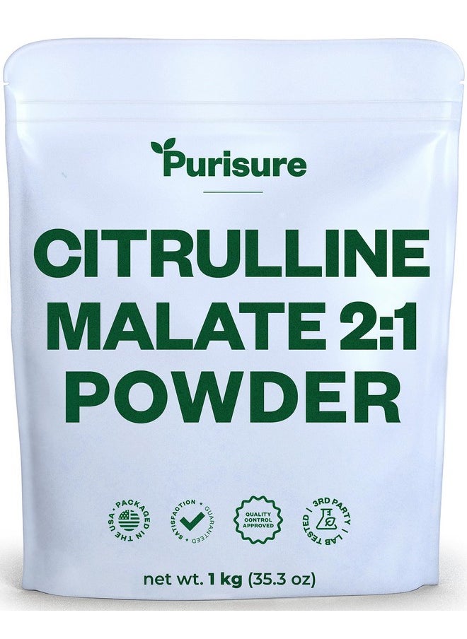 Purisure - Citrulline Malate 2:1 Powder 1 Kg Citrulline Supplement And Citrulline Nitrate For Strength Performance And Energy Pre Workout L Arginine L Citrulline Supplement Powder 334 Servings - Image 1