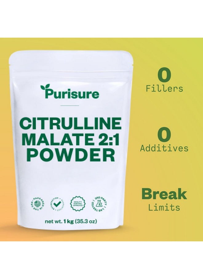 Purisure - Citrulline Malate 2:1 Powder 1 Kg Citrulline Supplement And Citrulline Nitrate For Strength Performance And Energy Pre Workout L Arginine L Citrulline Supplement Powder 334 Servings - Image 1