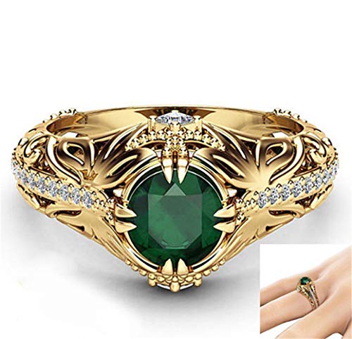 Goldenchen Fashion Jewelry 14k Gold Filled Emerald Diamond Ring Women Anniversary Engagement Wedding Gemstone Ring (8) - Image 5