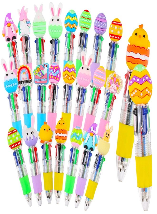 LOKIPA 24 PCS Easter Fun Pens, 4-in-1 Cute Pens Multicolor Pen in One Mini Ballpoint Pens for Easter Basket Stuffers Classroom Prizes - Image 1