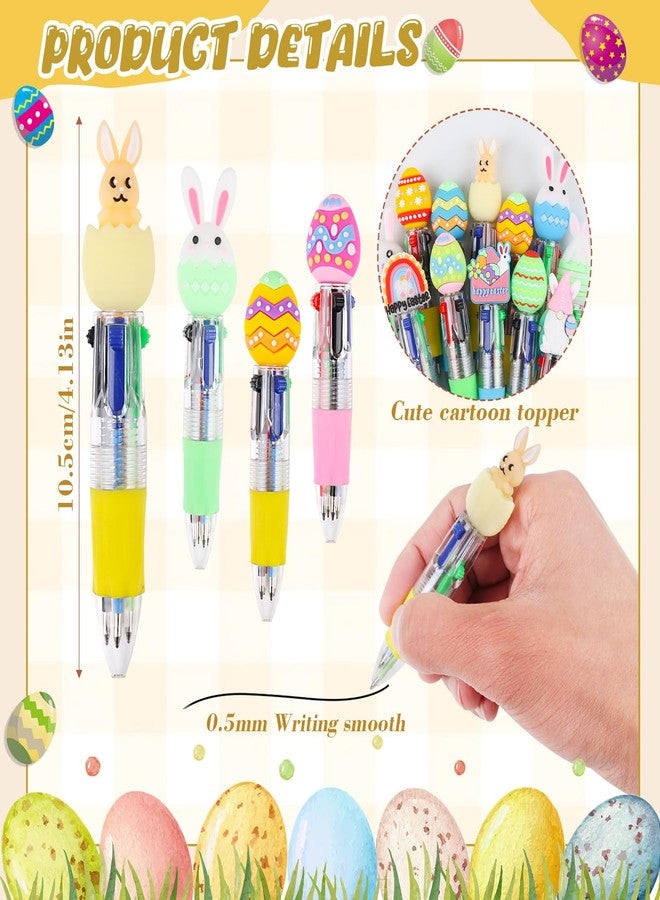 LOKIPA 24 PCS Easter Fun Pens, 4-in-1 Cute Pens Multicolor Pen in One Mini Ballpoint Pens for Easter Basket Stuffers Classroom Prizes - Image 2