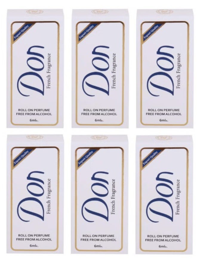 don 6 Pcs French Fragrance Roll On Perfume 6ml - Image 1