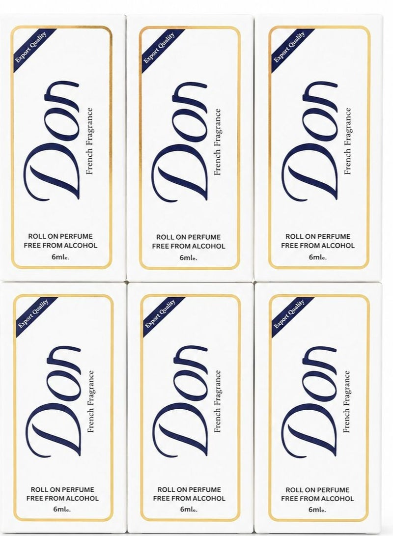 don 6 Pcs French Fragrance Roll On Perfume 6X6ml - Image 2