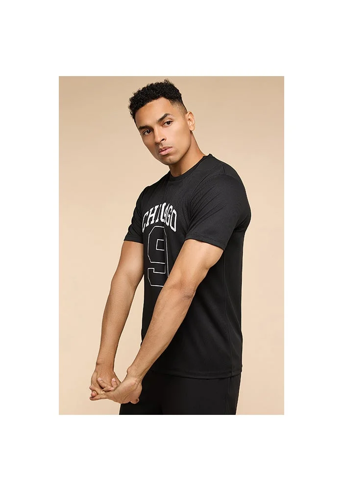 أر أند بي Typography Print Active T-Shirt with Crew Neck and Short Sleeves