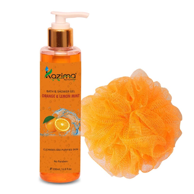 KAZIMA Orange & Lemon Mint Bath Shower Gel & Luxury Body Wash with Vitamins C (200ML) (Free From Parabens) - Image 2