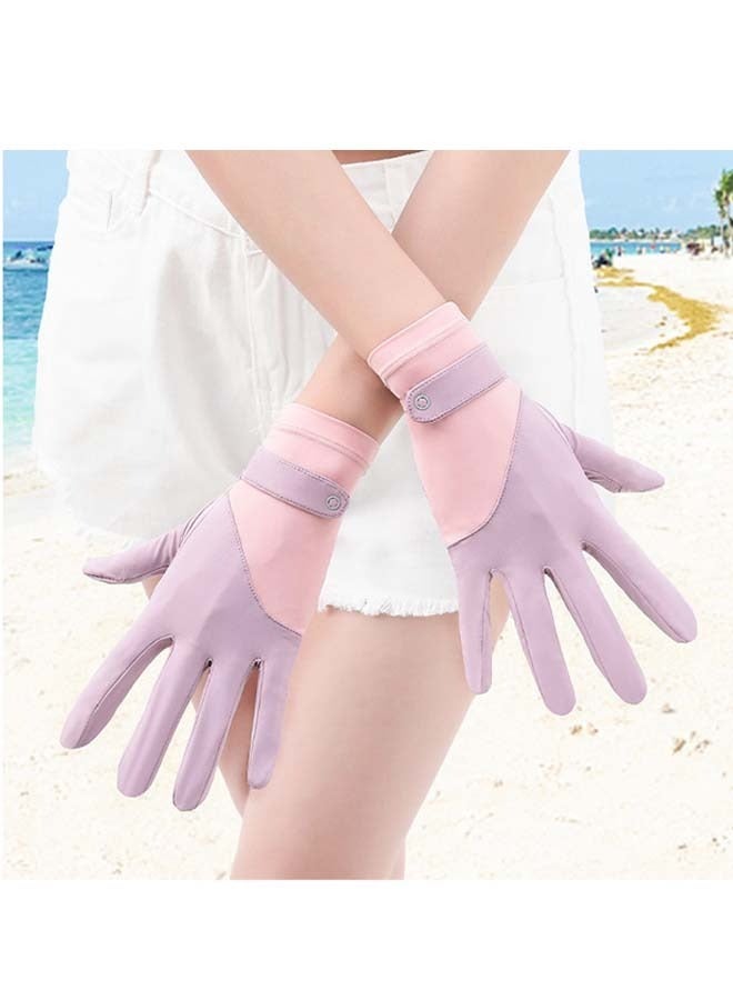 Women UV Sun Protection Gloves, Ice Silk Breathable Full Finger Touchscreen Non Slip Gloves, Outdoor Sports Driving Glove (Purple) - Image 5