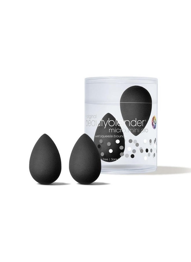 بيوتي بلندر ® | إسفنجات مكياج Micro Mini Pro Black Beauty Blender، رغوة فائقة النعومة تمزج بسهولة بين الكونسيلر والهايلايتر، صُنعت في الولايات المتحدة الأمريكية، قابلة لإعادة الاستخدام، وقابلة للغسل، ولا تترك خطوطًا، عبوة من قطعتين  - Image 1