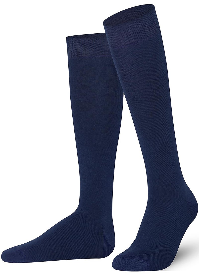 Mysocks Knee High Socks for Women Men Combed Cotton Seamless Toe Tall Long High Socks Navy,4-7 - Image 1