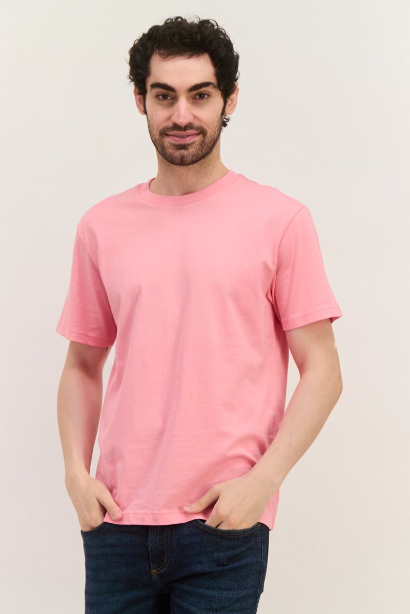 GAP تي شيرت رجالي بأكمام قصيرة و ياقة دائرية، وردي - Image 1