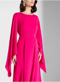 Iyra Crew Neck Drape Sleeve Dress  - Image 3