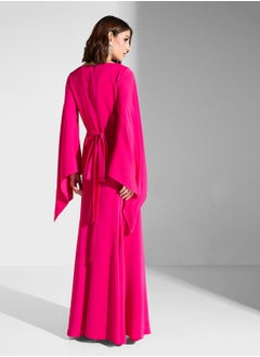 Iyra Crew Neck Drape Sleeve Dress  - Image 2