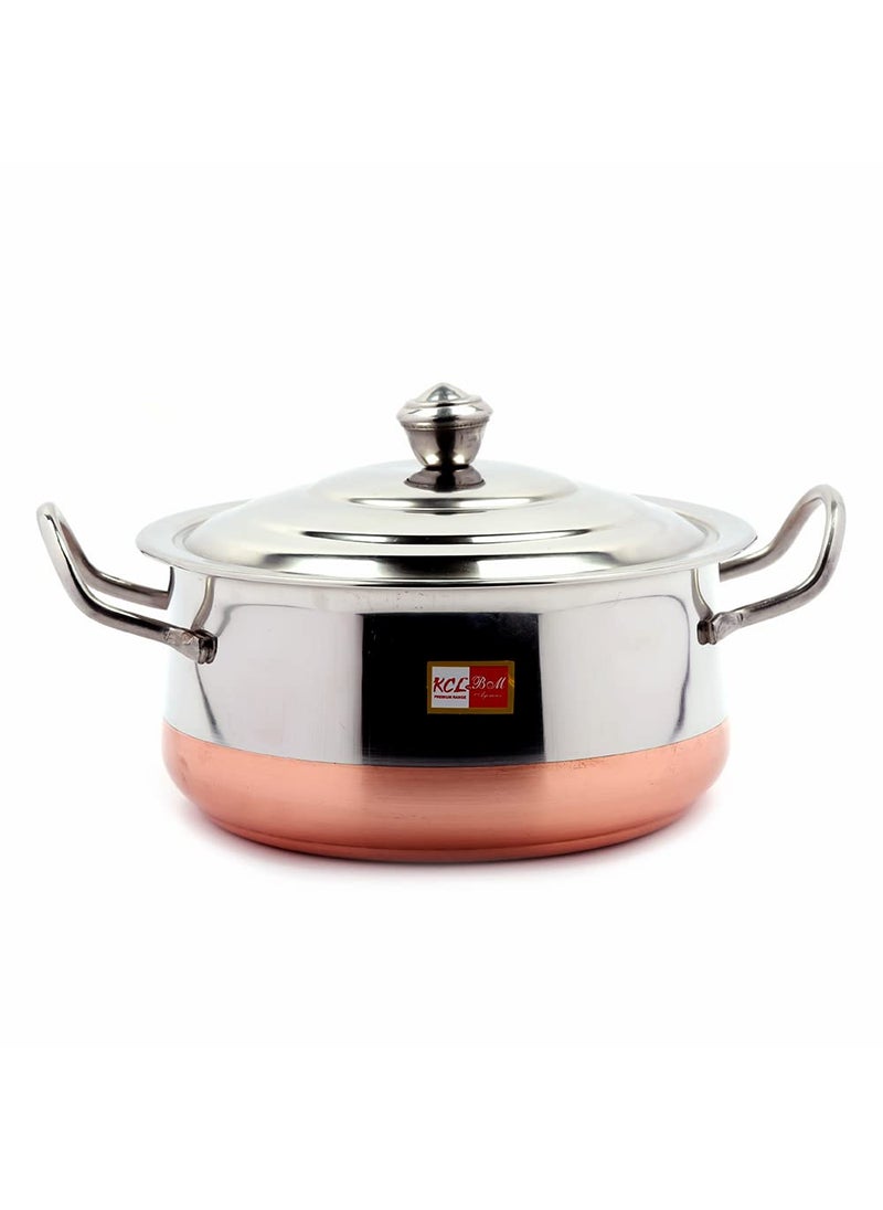KCL KCL Stainless Steel Evo Mirror Finish Copper Bottom Dish for Cook n Serve with SS Lid Set of 3 Dimensions 14cm 16cm 18 cm Capacity 1700 ml 1000 ml 600 ml  - Image 4
