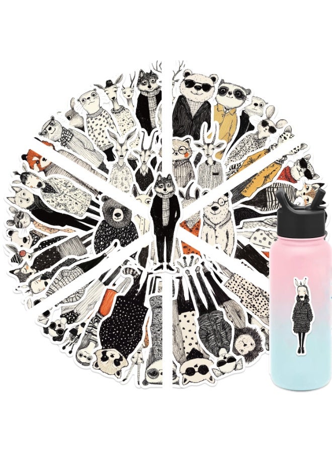 NIBEMINENT 50 Pcs Retro Fashion Animals Deco Kit Waterproof Stickers, High Definition Printing Bright Colors, Suitable for Laptop Skateboard Luggage Water Bottle Guitar DIY - Image 2