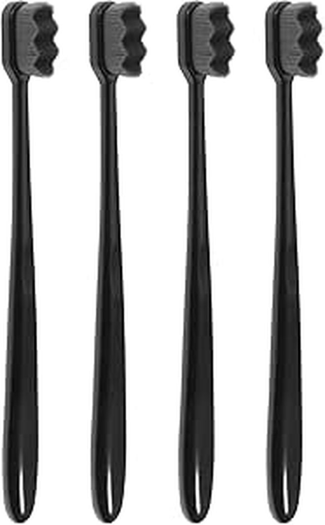 Ultra Soft Manual Toothbrush Set For Adults Sensitive Teeth 4 Pack Black Random Color - Image 1