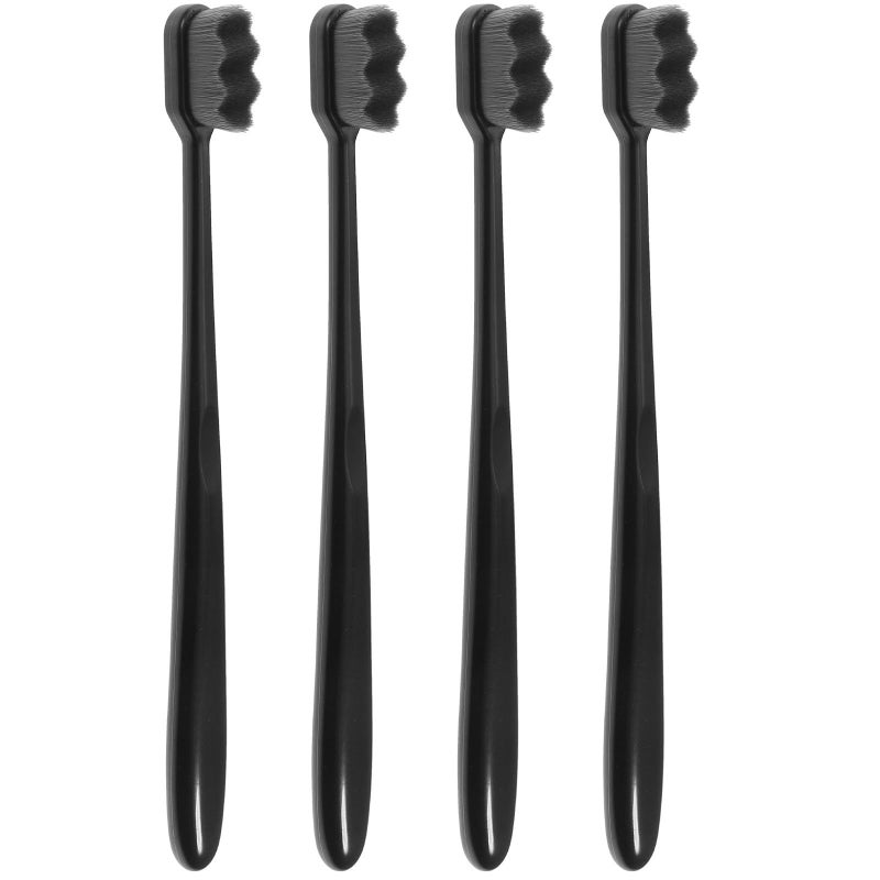 Ultra Soft Manual Toothbrush Set For Adults Sensitive Teeth 4 Pack Black Random Color - Image 2