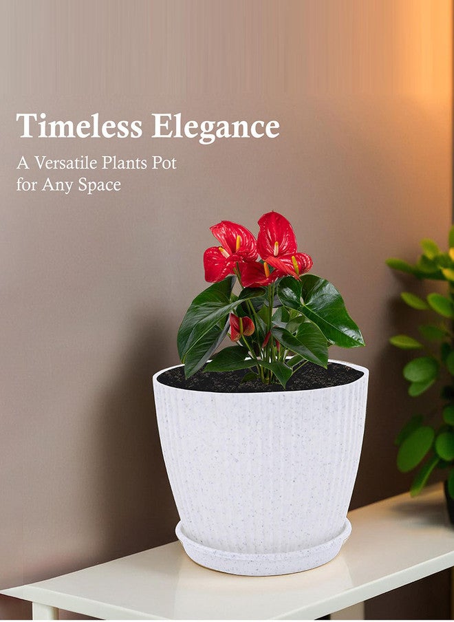 Kuber Industries White Textured Water Resistant Planters with Tray - Set of 3 - Image 5