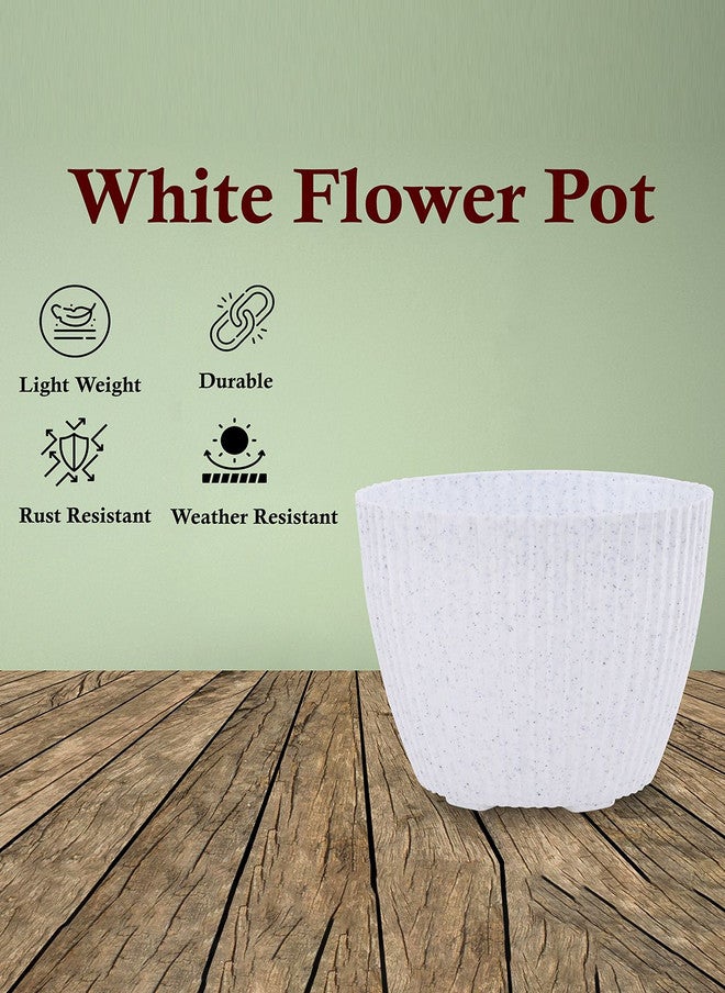 Kuber Industries White Textured Water Resistant Planters with Tray - Set of 3 - Image 3