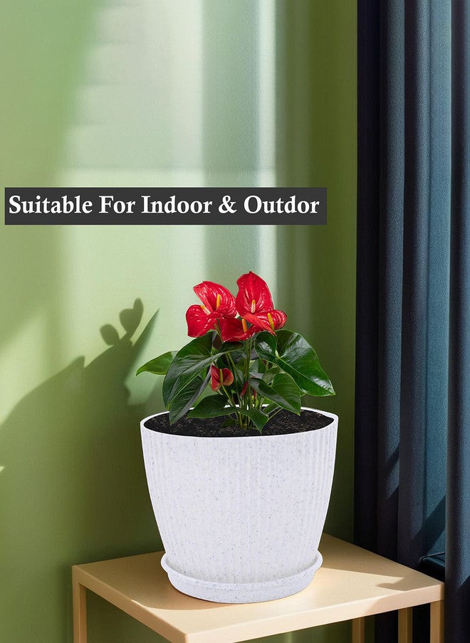 Kuber Industries White Textured Water Resistant Planters with Tray - Set of 3 - Image 4