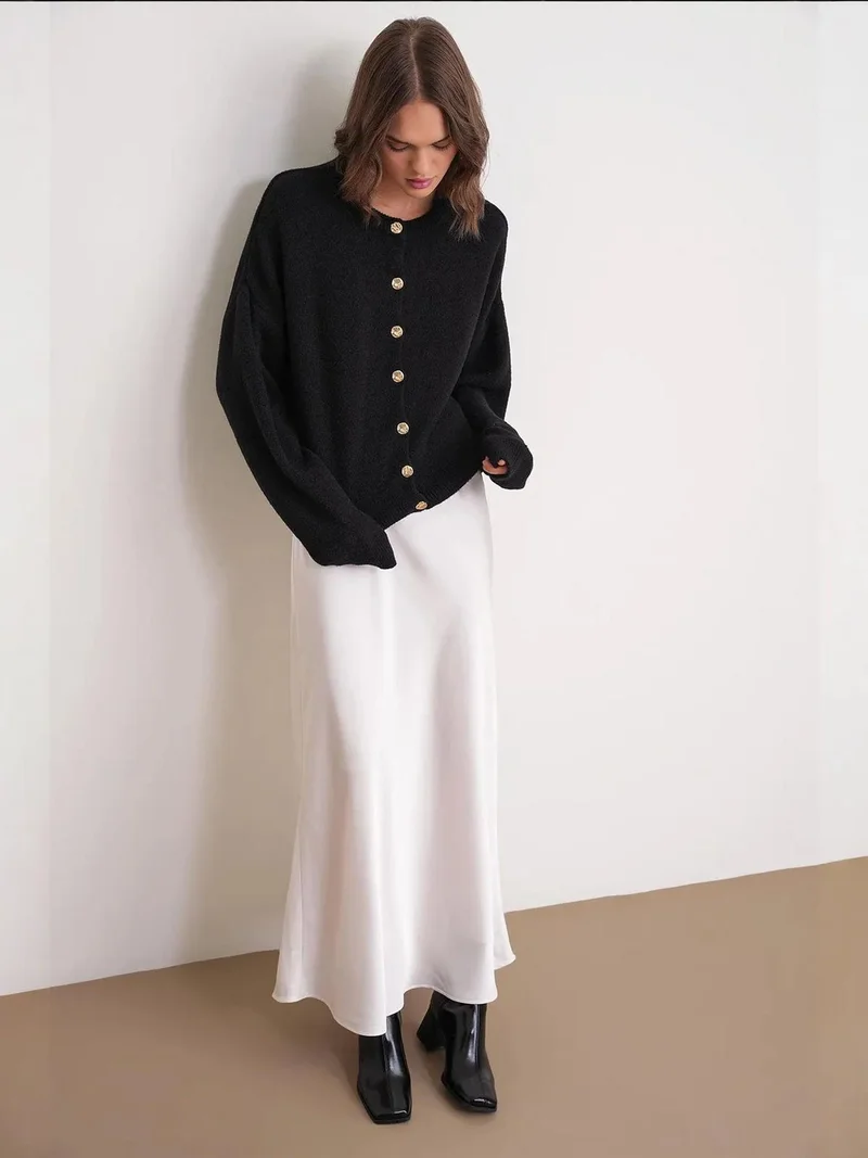 MixRay Mixray Buttoned Ribbed Knit Cardigan