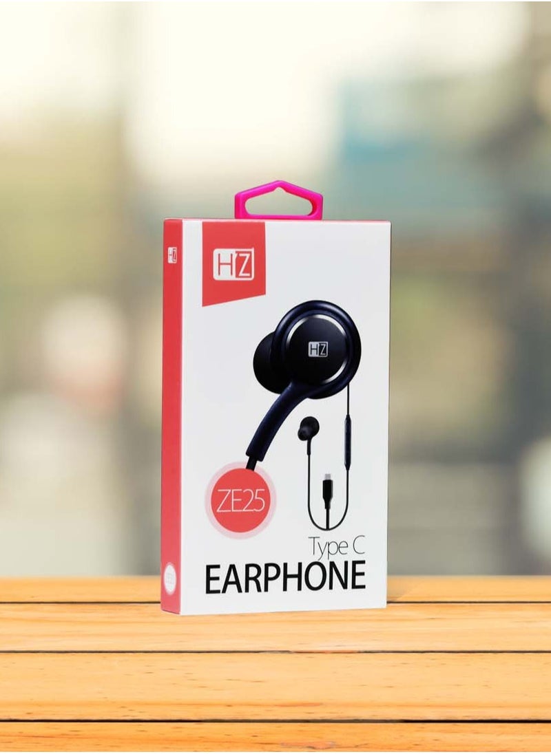 HEATZ - Type C Earphones, In-ear Headphones with Microphone USB C Wired Earphones for iPhone 15/15 Plus/15 Pro/15 Pro Max Samsung S23/S23 Ultra, S22/S22 Ultra, S21, A04, Redmi Note 12/12 Pro, Oneplus Black - Image 1
