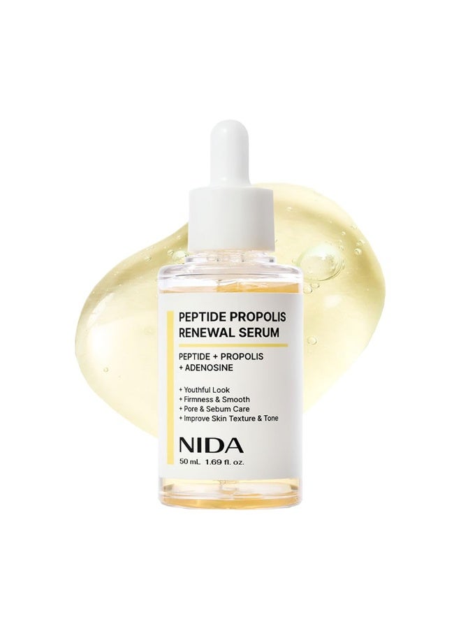 NIDA Peptide Propolis Renewal Serum | Peptide Complex, Propolis Extract, Adenosine | Youthful Look, Wrinkles, Fine Lines, Pore & Sebum Care | 1.69 fl.oz., 50ml (Updated) - Image 1
