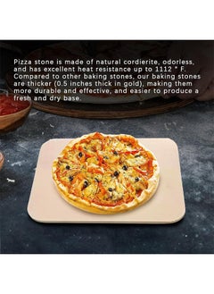 Bukela Pizza Stone, Square Baking Stone with Wooden Peel, Heat Resistant Baking Stone, Oven Baking Stone, Pizza Stone with Wooden Paddle, Square Pizza Stone, Heat Resistant Pizza Stone  - Image 3