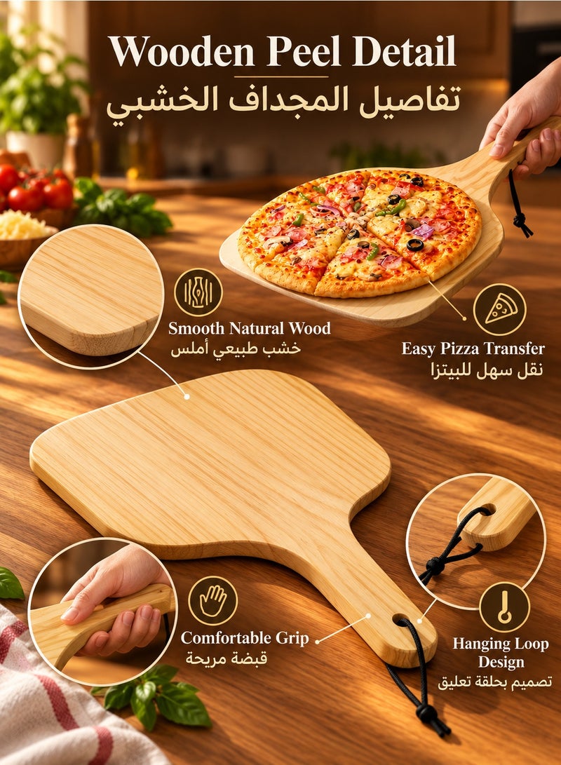 Bukela Cordierite Pizza Baking Stone, Square Baking Stone with Wooden Peel, Heat Resistant Baking Stone, Oven Baking Stone, Pizza Stone with Wooden Paddle, Square Pizza Stone, Heat Resistant Pizza Stone - Image 3