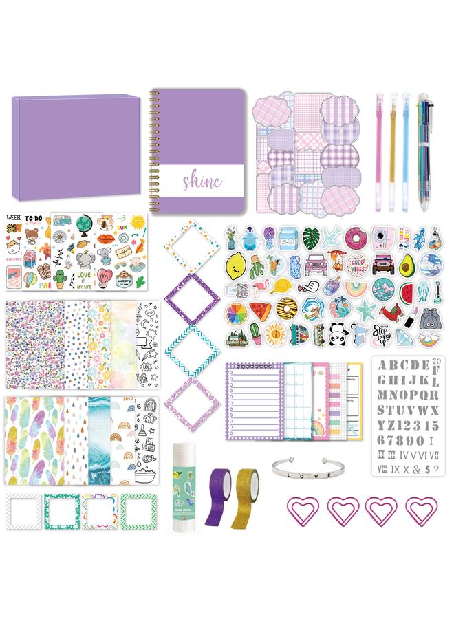 الأزرق جي دبليو DIY JOURNAL SET الأطفال مفكرة للفتيات القرطاسية علبة هدايا دفتر الأستاذ الجديد مجموعة يوميات - Image 1