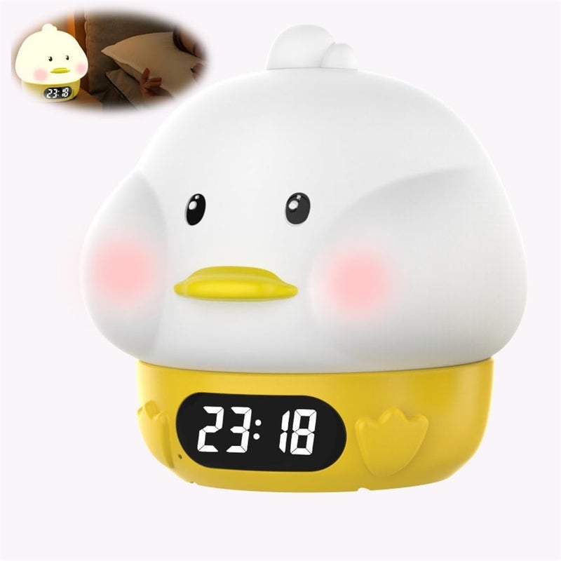 Cute Duck Alarm Clock with 6-Color Night Light, Digital Clock for Kids & Teens - Image 1