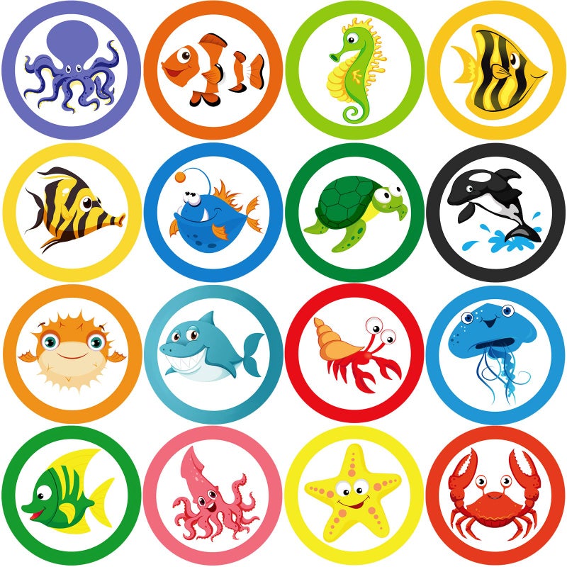 Woanger 240 Pieces Toilet Targets for Boys, Ocean Animals Potty Training Flushable Targets Sea Creatures Potty Training Stickers 2 Inch Pee Stickers Color Changing Pee Signs for Toddler Boys Training - Image 1