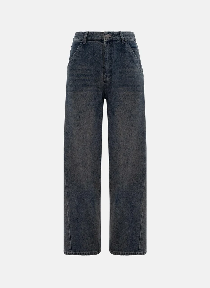 ليتشي بنطال جينز فضفاض متوسط ​​الارتفاع مع درزات قطرية