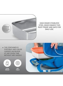 Milton MILTON Steel Pro Rectangular 1000 Stainless Steel Container, 1020 ml, Orange  - Image 4