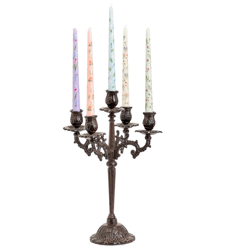 Sungmor Pretty Floral Taper Candlesticks, Beautiful 5-Color Decal Craft, 10" Long Decorative Candle, Scented & Colored Tall Candlestick, Long Burning & Smokeless Tapered Holiday Party Celebrate Candle - Image 2