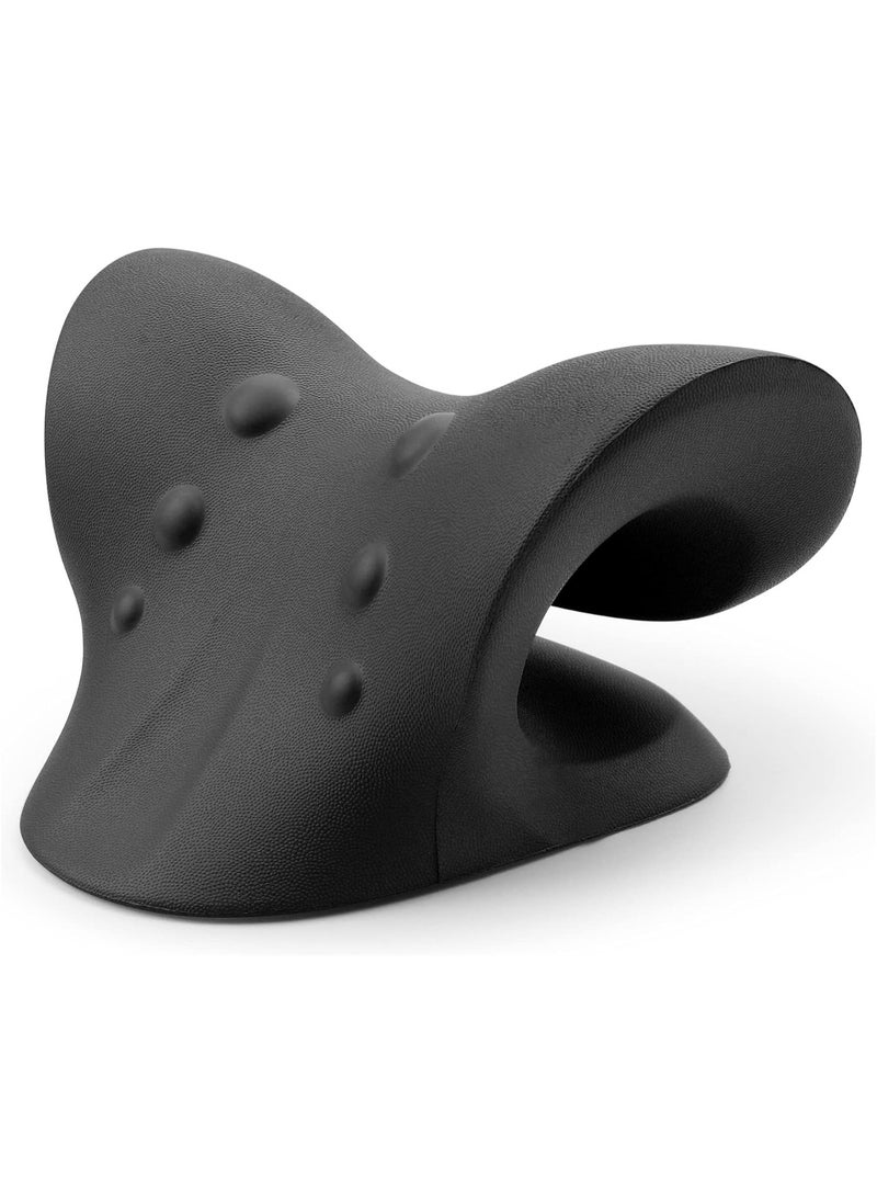 Portable Neck and Shoulder Relaxer, Chiropractic Pillow (Black)