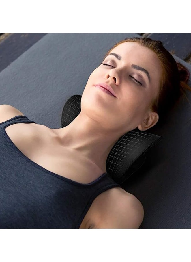 Portable Neck and Shoulder Relaxer, Chiropractic Pillow (Black)