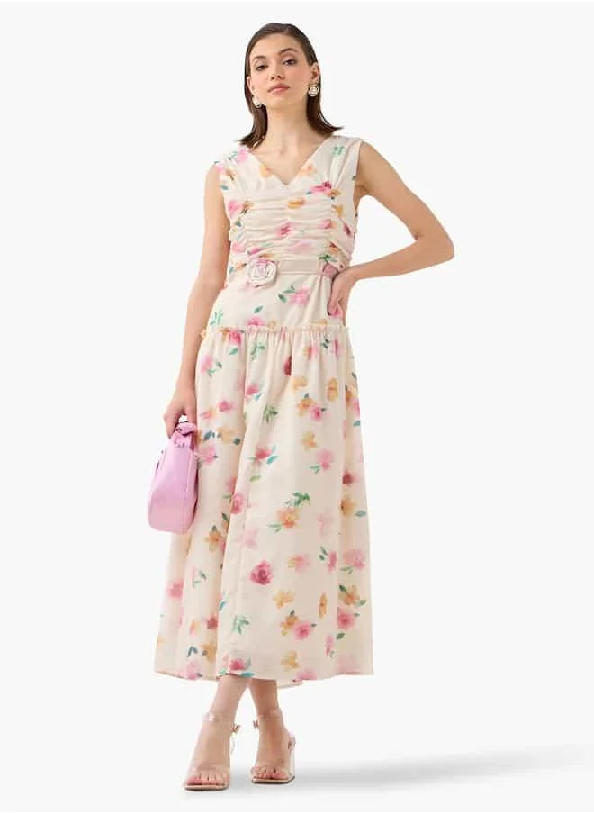 2Xtremz 2Xtremz All-Over Floral Print Sleeveless A-line Dress