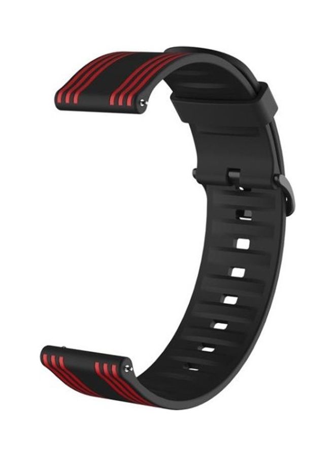 إسكدنيا Striped Silicone Strap For Huami Amazfit GTS/Samsung Galaxy Watch Active 2/Huawei GT2 Black/Red - Image 3