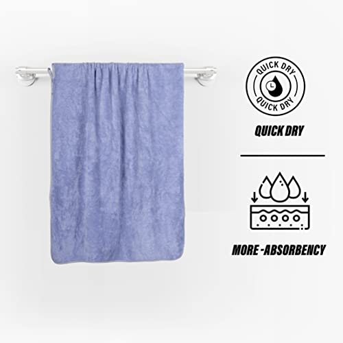 Glivary Microfiber Large Bath Towels | (70X140) 300 TC Extra Soft Plush & Quick Dry High Absorbency Large Size Towels For Bathing (Dark Blue) - Image 2