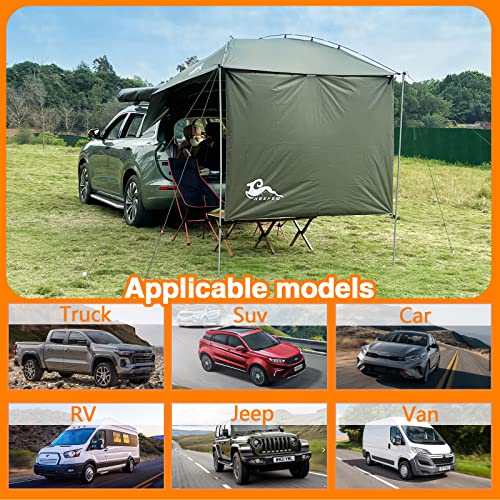 HREFEU SUV Tailgate Tent with Awning,Waterproof 3000MM UPF 50+,Tailgate Shade Awning Tent for Full Size SUV/Van/MPV/CUVCamping (Large Size) - Image 3