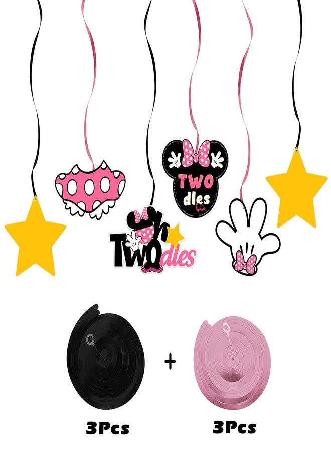 LINGTEER Oh Twodles Birthday Swirls Streamers - Cheers to Girls 2nd Birthday Kids Two Years Old Mouse Theme Party Hanging Decorations. - Image 3