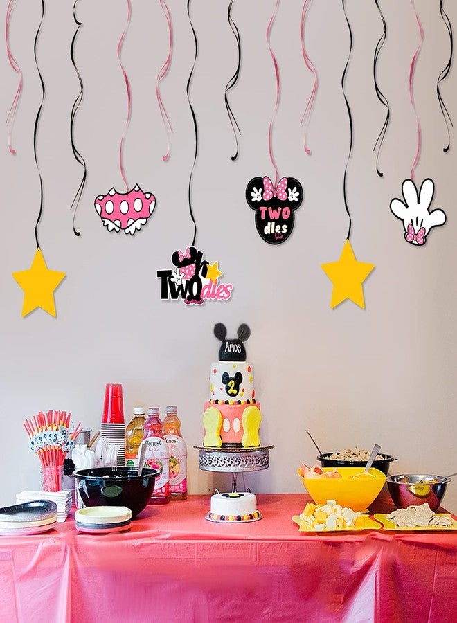 LINGTEER Oh Twodles Birthday Swirls Streamers - Cheers to Girls 2nd Birthday Kids Two Years Old Mouse Theme Party Hanging Decorations. - Image 5