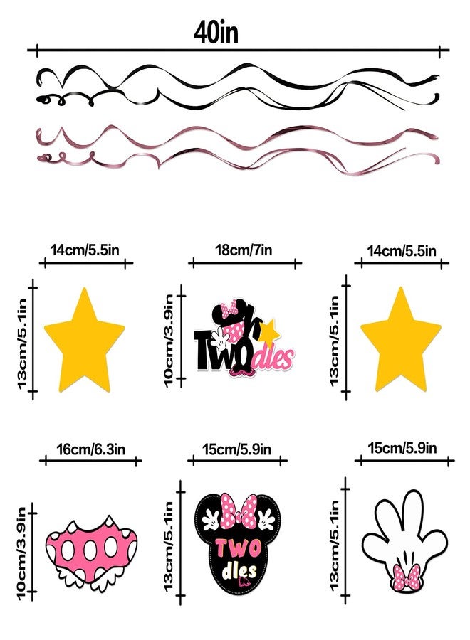 LINGTEER Oh Twodles Birthday Swirls Streamers - Cheers to Girls 2nd Birthday Kids Two Years Old Mouse Theme Party Hanging Decorations. - Image 4