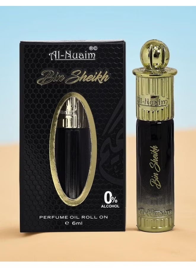 Al Nuaim Bin Sheikh Attar Roll-On 6ml | Alcohol-Free Unisex Concentrated Perfume Oil | Long Lasting Luxurious Arabic Oudh, Amber & Incense Fragrance for Men & Women | Pocket Size Attar