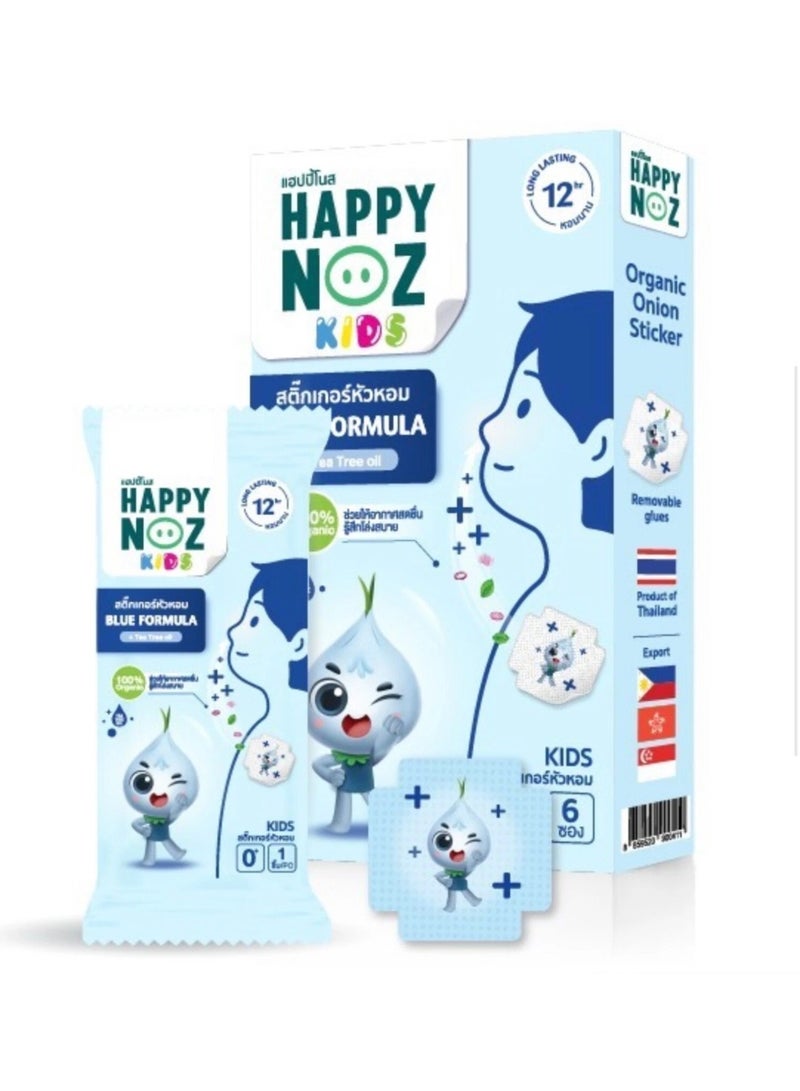 Happy Noz Organic Onion Sticker for Kids | Blue Formula + Tea Tree Oil | Safe Natural Breath Easy Patch | 6 Pcs | 12H Duration - Image 2