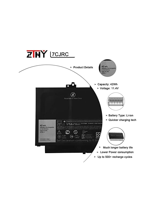 ZTHY 42Wh 7Cjrc Laptop Battery Compatible With Dell Latitude 7470 7270 E7470 E7270 Series Notebook Knm09 0Knm09 21X15 021X15 - Image 2