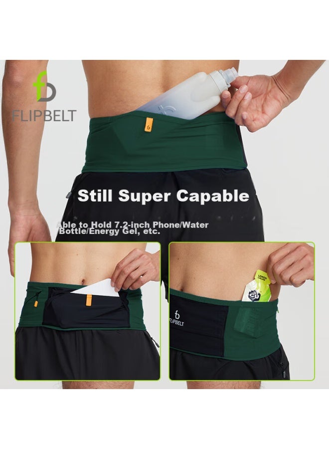 فليب بلت Flipbelt Magic Tape حزام خفيف للهواء لحقيبة الخصر، حزام خفيف محترف للماراثون للجري، Forest Green - Image 1