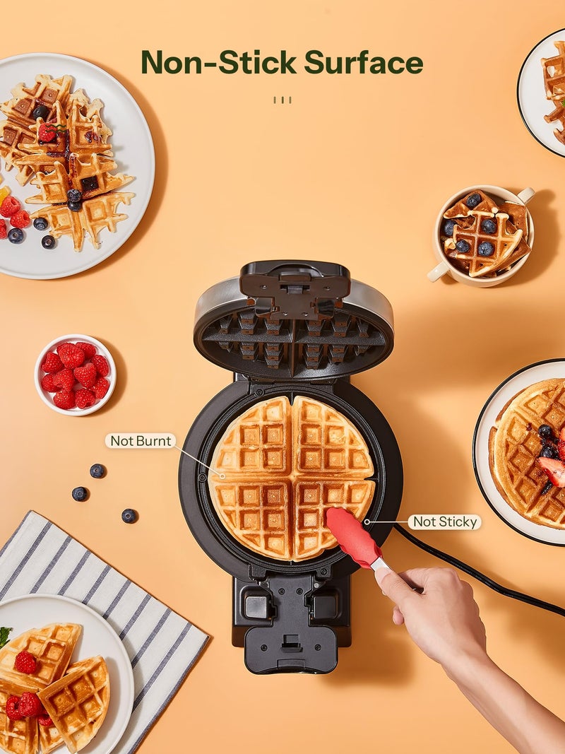 Reemix Classic Waffle Iron, Double Belgian Waffle Maker 180°Flip, 1400W Waffle Iron 8 Slices, Rotating & Nonstick Plates with Removable Drip Tray, Cool Touch Handles, Stainless Steel (8 Slices) - Image 2