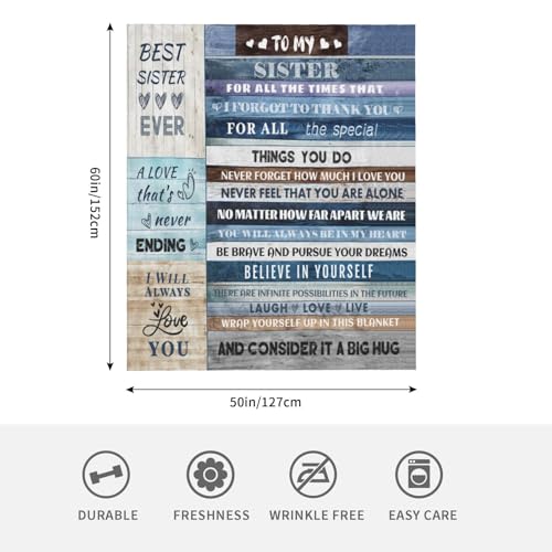 Menghao Soft Throw Blanket Sister Gift - Perfect for Sister, Mother's Day, Christmas & Valentine's Day (50x60) - Image 3